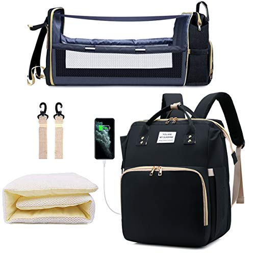 Diaper Bag Backpack with Changing Station, Nappy Baby Bags with Portable Changing Pad, 900D Waterproof Multi-Function Travel Portable Mommy Bag, Green