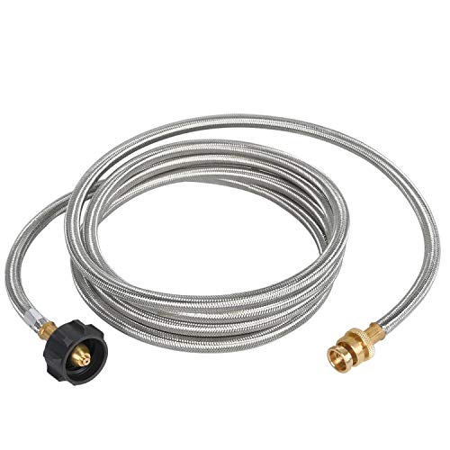 GasSaf 6FT Propane Adapter Hose 1lb to 20lb Propane Connection, Stainless Braided Propane Hose Fit for Weber Q 1200, Coleman Grill,Camping Stove, Heater and More
