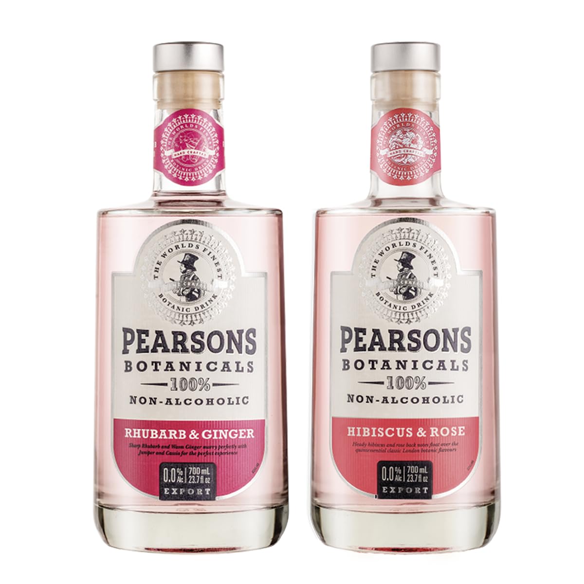 Pearsons Botanicals Rhubarb & Ginger and Hibiscus & Rose Gin Alternative | Award-Winning Non Alcoholic Spirits | Premium Non Alcoholic Drinks by Spirits of Virtue (700ml)