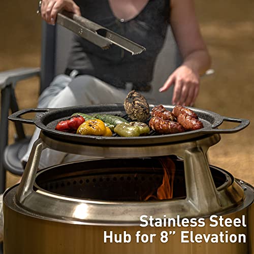 Solo Stove Bonfire Cast Iron Grill Cooking Bundle 2.0 | Smokeless Fire Pit, Stand, Grill & Hub, Wood Burning, Removable Ash Pan, Stainless Steel/Cast Iron, Height: 63 cm, Diameter: 44,5 cm, 20,3 kg