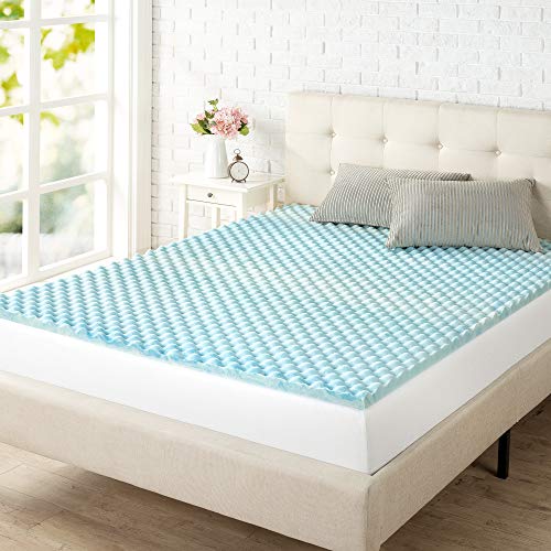 ZINUS 4 Inch Swirl Gel Cooling Memory Foam Mattress Topper, Smaller, More Convenient WonderBox Packaging, Cooling, Airflow Design, CertiPUR-US Certified, Queen