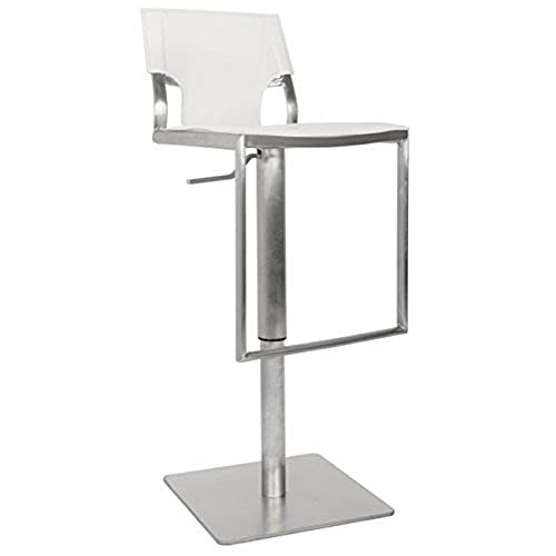Safavieh Home Collection Armondo Stainless Steel and Black Leather Adjustable Gas Lift 22.4-31.5-inch Bar Stool
