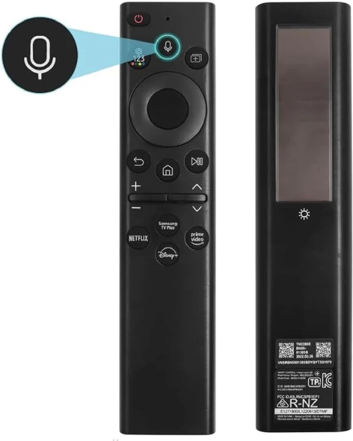 New BN59-01385A Replacement Solar Voice Remote Control for Samsung Neo QLED 4K Smart TV Crystal UHD Remote with Rechargeable Solar