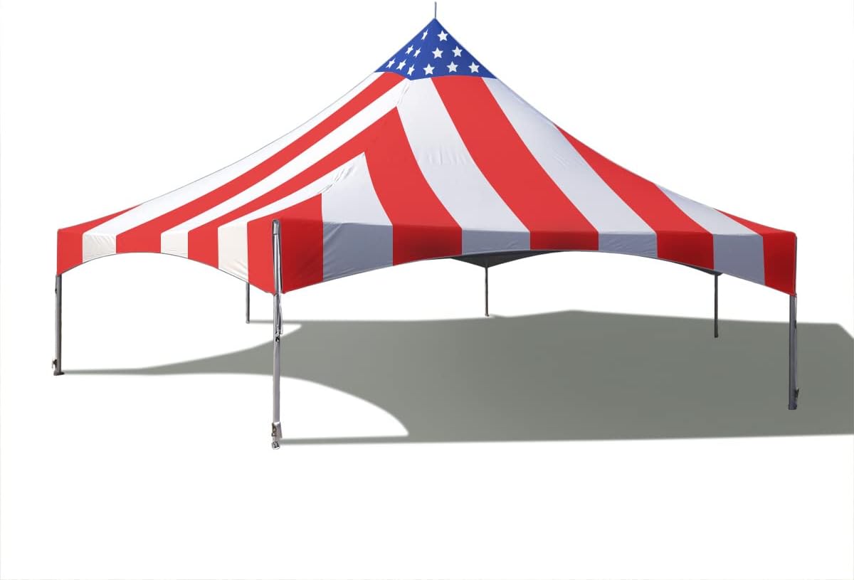 TentandTable 40' x 40' High Peak Hexagon Frame Party Tent, Red/White/Blue, Outdoor Waterproof Canopy Tent for Parties and Events, 9' Poles, 20.5' Height, 2.5 Inch Durable Aluminum Frame