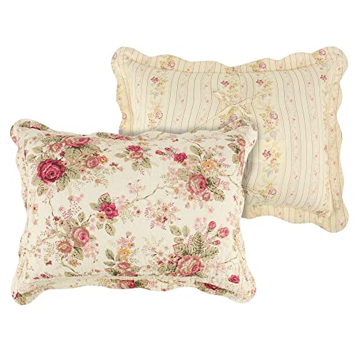 Greenland Home Antique Rose Full/Queen Quilt Set, Ecru