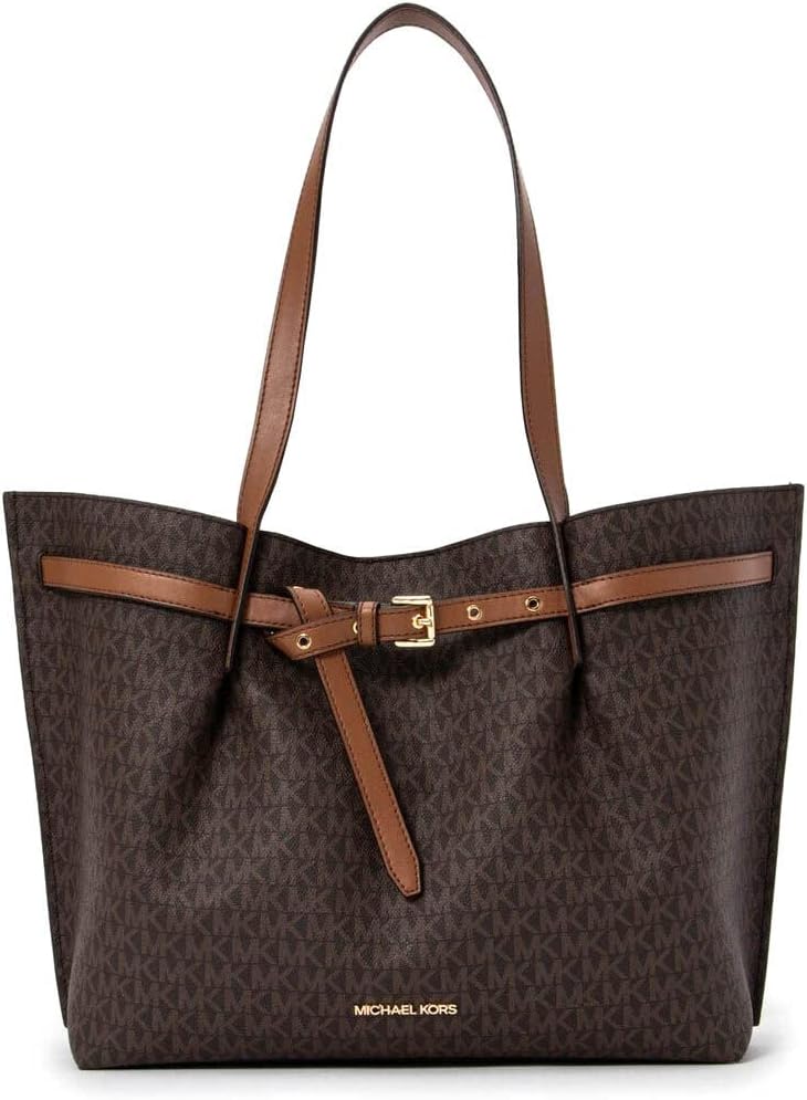 Michael Kors Emilia Large Brown Signature PVC East West Tote Bag Women's Purse