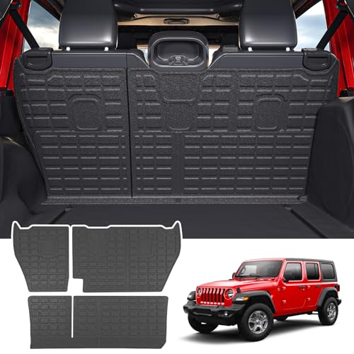 powoq Backrest Mat Compatible with 2018-2024 Jeep Wrangler JL Unlimited 4 Door Back Seat Protector TPE Cargo Mat Replacement for 18-24 Jeep Wrangler JL 4X4 Accessories(Fit 18-24 JL 4X4, Backrest Mat)