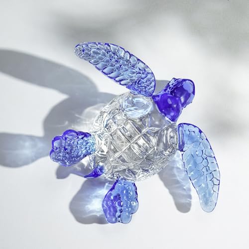 HDCRYSTALGIFTS 5inch Crystal Sea Turtle Figurine Decor Collection Colorful Sea Turtles Statue Handmade Art Glass Animals Sculpture Home Decor Paperweight,Gifts for Women