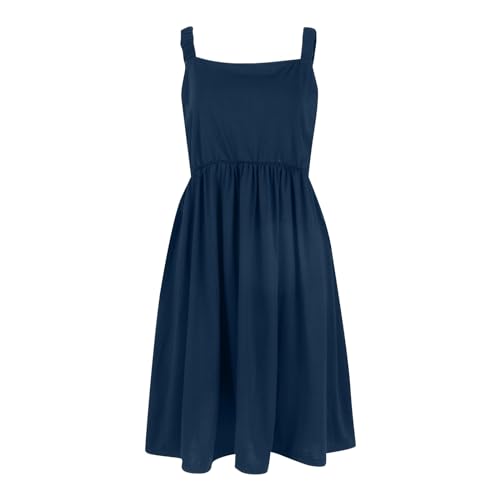 COTECRAM Women's Summer Casual Square Neck Flowy Dress with Pocket Cute Sleeveless Sundress High Waist A-line Mini Dresses