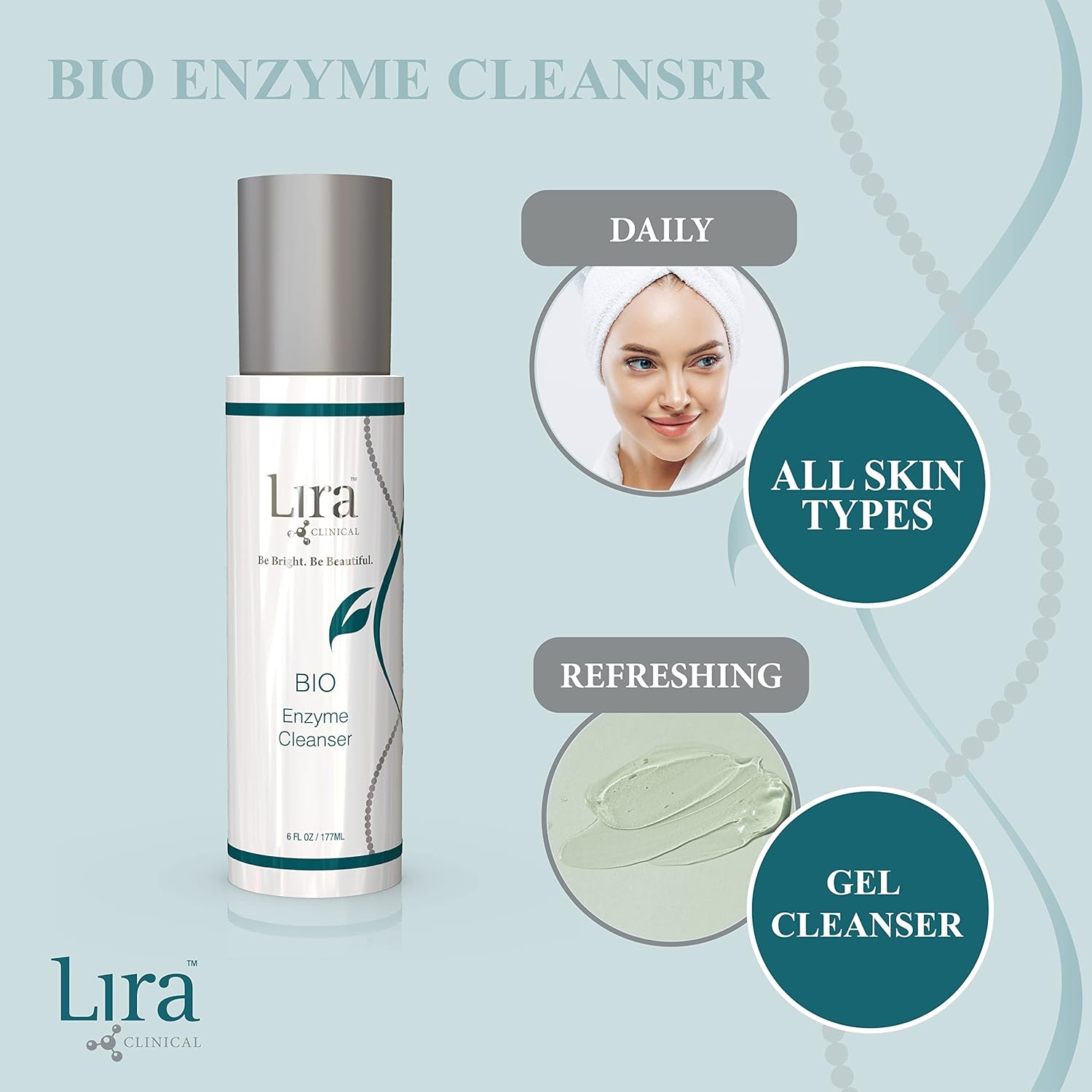 Lira Clinical Bio Enzyme Face Cleanser - 6 oz - Brightening and Anti Aging Face Wash with Plant Stem Cells
