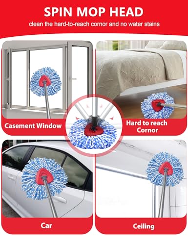 Spin Mop Replacement Head Compatible with O-Cedar EasyWring 1 Tank, 2 Microfiber Mop Refills, 30-58
