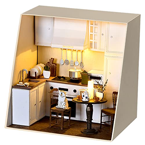 Spilay Dollhouse Miniature with Furniture,DIY Dollhouse Kit Paper Mini Model with LED Light,1:24 Scale Creative Room Idea for Adult Friend Lover PR01