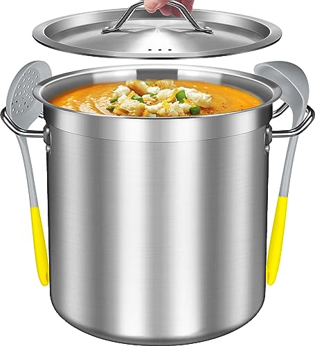 Large Stock Pot with Lid - 40 Quart Stainless Steel Stockpot Heavy Duty Cooking Pot, Soup Pot with Lid, Big Pots for Cooking, Induction Pot Stew Pot Pozole Pot