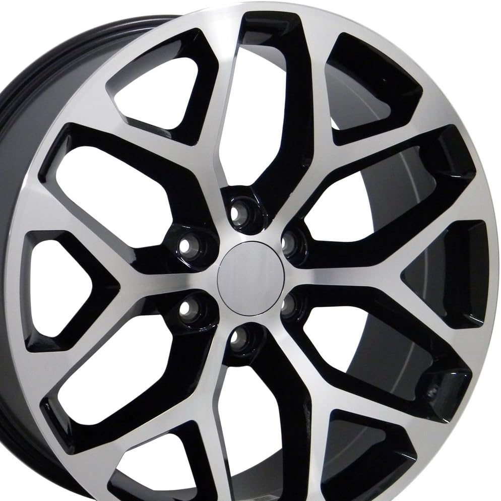 OE Wheels LLC 20 inch Rims Fits Silverado Suburban Tahoe Sierra Yukon Escalade 6x139.7 CV98B 20x9 Black Machined SET