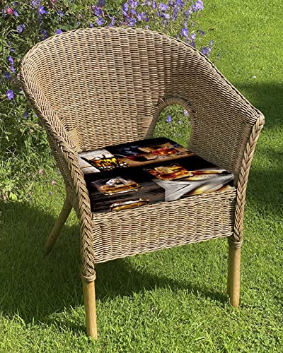 Chair Seat Covers Set of 2 Whisky Glass Waterproof Outdoor Seat Covers Wine Old Fashioned Cigar Wood Grain Chair Covers for Dining Room Removable Kitchen Chair Covers Slipcovers for Dining Garden