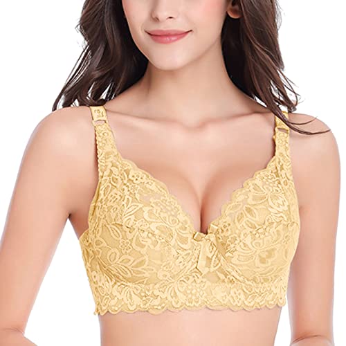 Smoothing Bra Womens Sexy Lace Gathered Bra Straps Breast Cup Underwear (no Underwire) Wire Sports Bras for Women