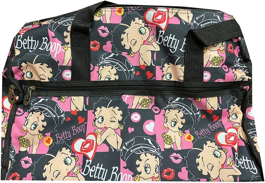 Betty Boop Large Duffel Bag, Durable Microfiber (Multi: w/Key Ring)