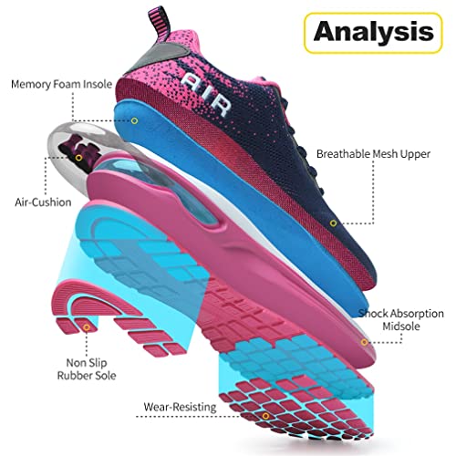 Dannto Women's Lightweight Walking Sneakers Air Cushion Tennis Athletic Running Fashion Sport Shoes for Girls