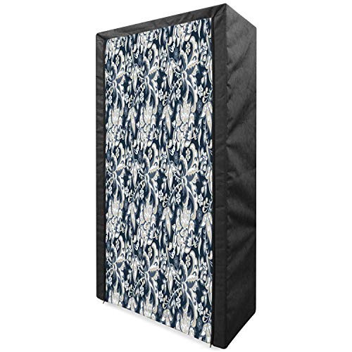 Ambesonne Asian Portable Fabric Wardrobe, Floral Illustration Oriental Eastern Style with Traditional Influences, Clothing Organizer and Storage Closet with Shelves, 59