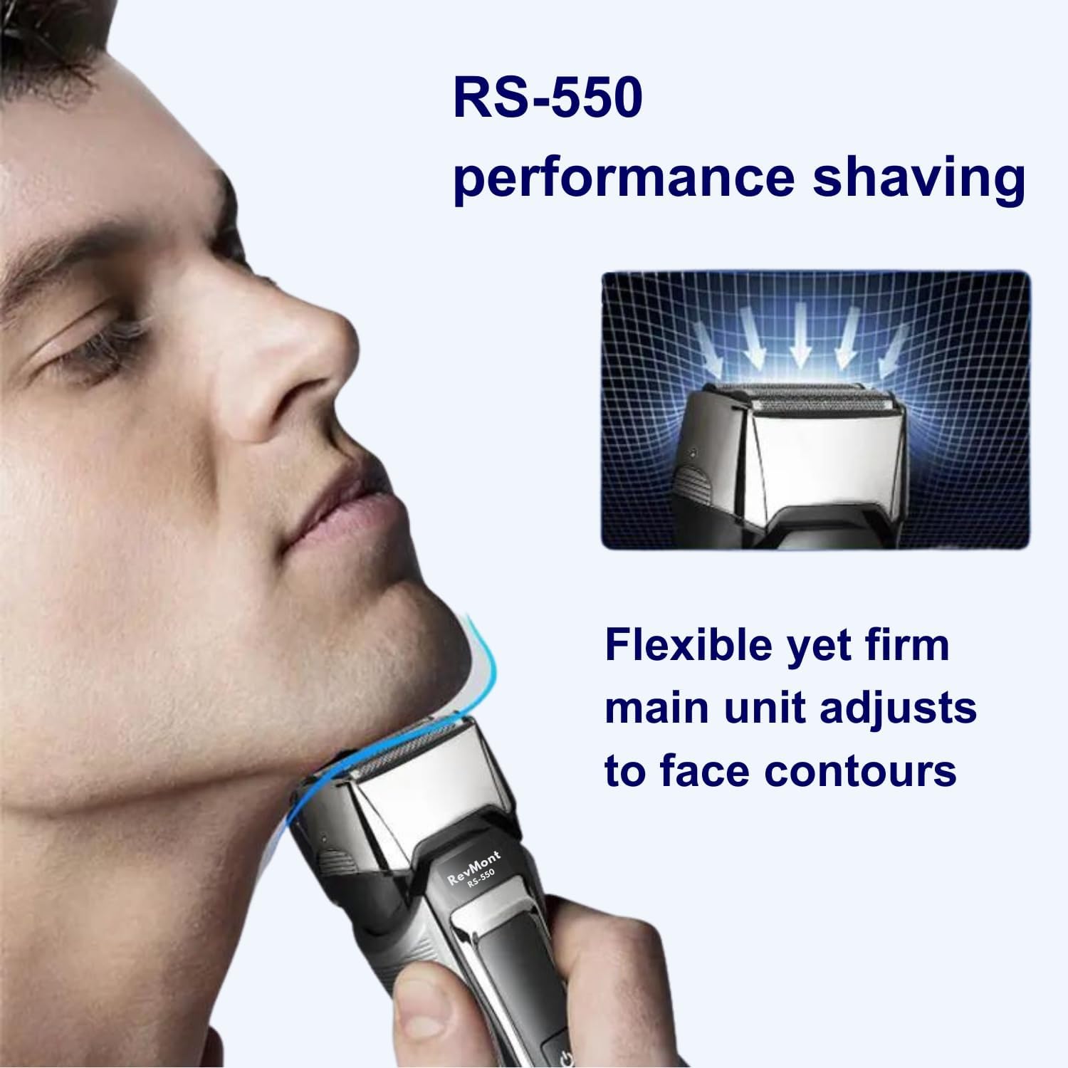 RS-550 Electric Shaver, Rechargeable Electric Razor for Men, IPX7 Waterproof, Wet or Dry Shaving, LED Display Shows Minutes, Removable Top, Pivoting Head