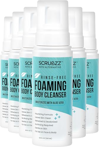 Scrubzz No Rinse Body Wash for Elderly, Rinse Free Cleansing Foam, Waterless Foaming Cleanser for Men and Women, Great for Camping, Gym and Post Workout, Hospital Stays and Post Surgery - 1 Pack