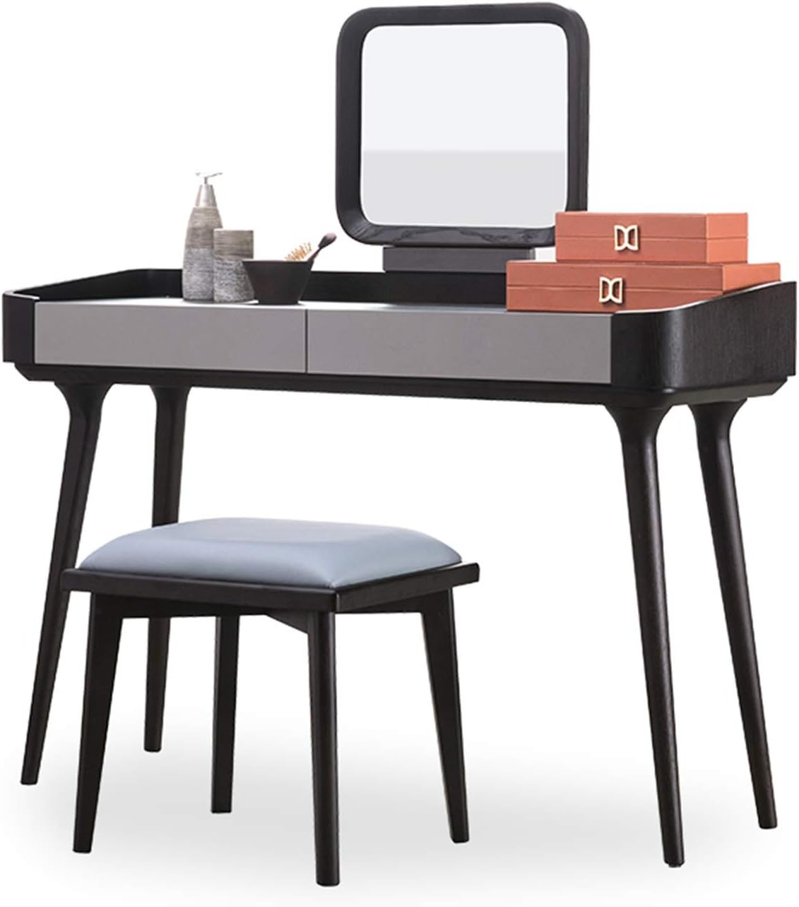 Vanity Table Set Dresser Girls Bedroom Vanity Makeup Desk,Dressing Table Set with Cushioned Stool