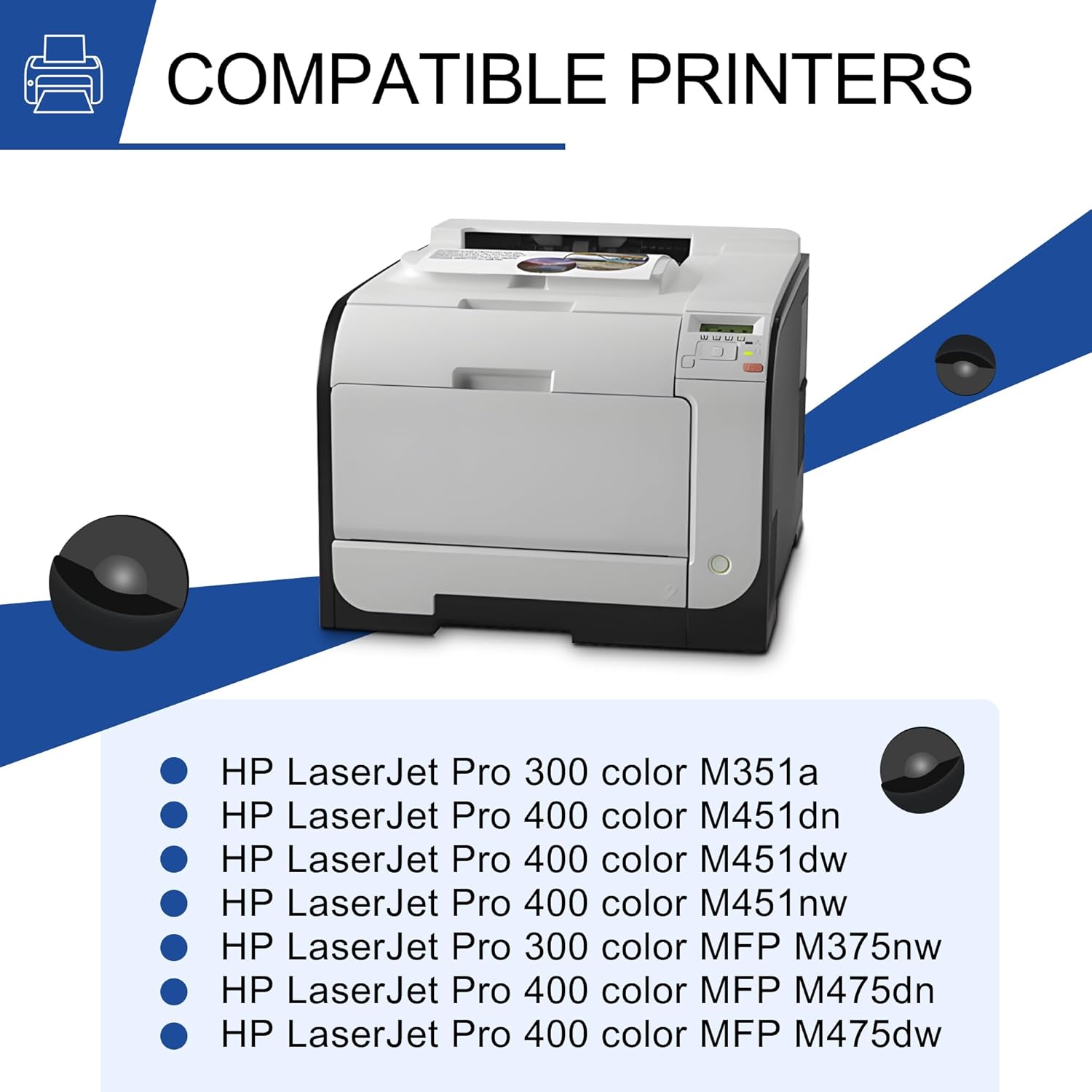 305A Toner Cartridge Replacement for HP 305A Black Toner Cartridges CE410A for HP Laserjet: 300 Color M351a, 400 Color M451dw M451dn M451nw, 400 color MFP M475dn M475dw, Black(2 Pack)