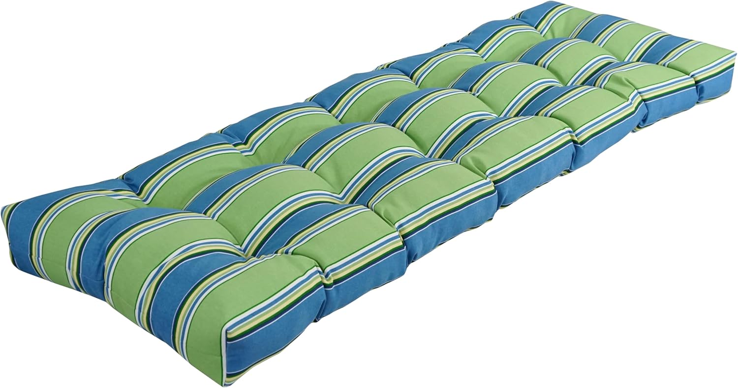 Blazing Needles Tufted Outdoor Bench Cushion, 55 x 19, Haliwell Caribbean