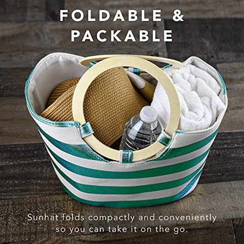 Women Floppy Sun Hat with Wide Brim—Foldable Roll-Up Straw Beach Hat UPF 50