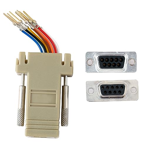 10PCS DB9 Male Ethernet Adapter, 9 Pin Serial Port Male to RJ45 Ethernet LAN Extend Modular Converter, M/F