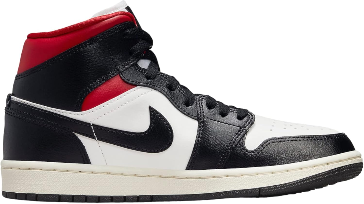 Jordan Women's WMNS Air 1 MID, Black/Gym Red Sail, 8