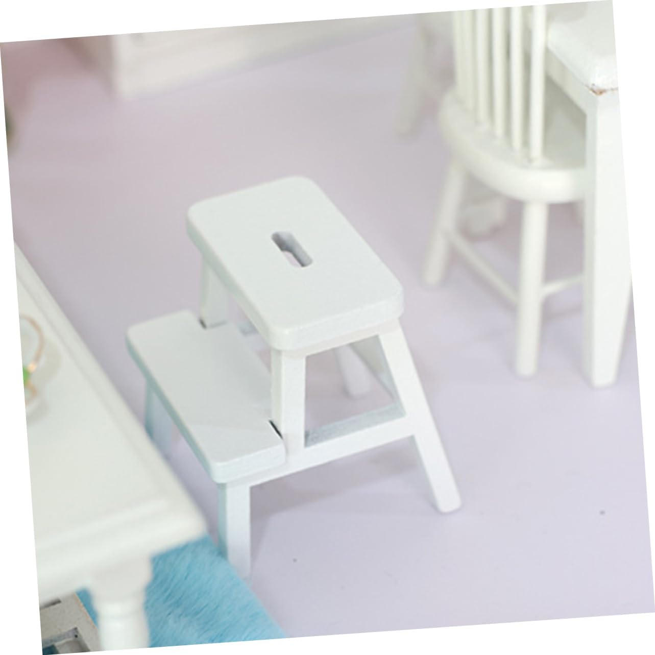 Mini Step Stool Furniture Doll House Chairs Miniature Stool Adornment Miniature Stools Mini Stool Model Miniature Adornment Mini House Stool Ornaments Household White Ob11 Wooden