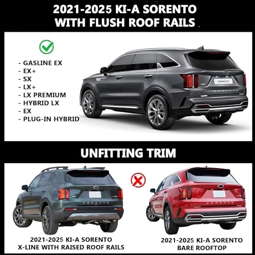 ROKIOTOEX Coyote Roof Rack Crossbars Fit for 2021-2025 KI-A Sorento Hybrid Flush Side Rails, Lockable Cross Bars for Rooftop Cargo Box Luggage, Ski Board, Bike Carrier – Black HK18