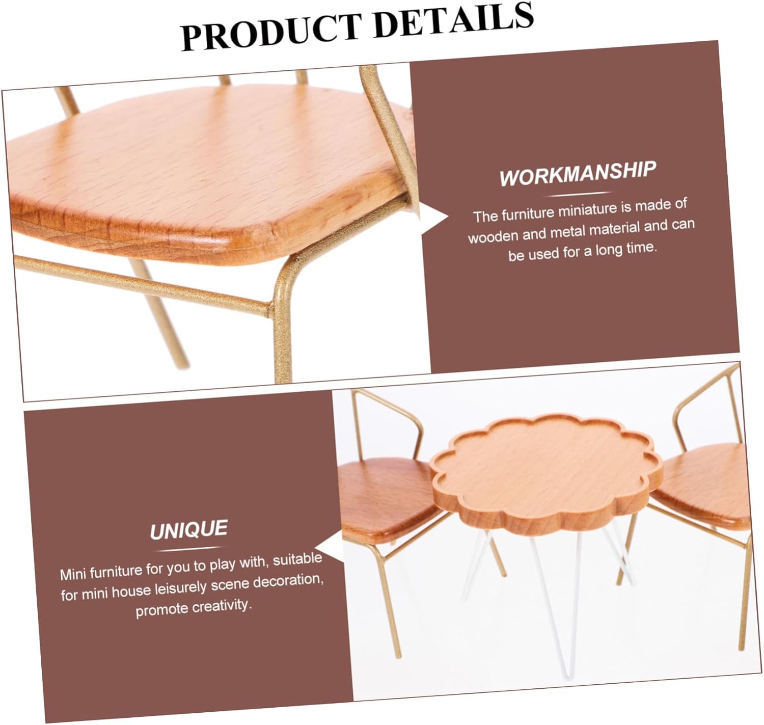 Vaguelly 1 Set Dollhouse Table and Chairs Miniature Dining Table Miniature Table and Chairs Miniature Patio Bistro Furniture Mini Dining Table Picnic Chair Coffee Metal Furniture Set
