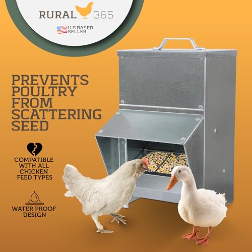50lb Capacity Galvanized Chicken Feeder Weatherproof Coop Dispenser
