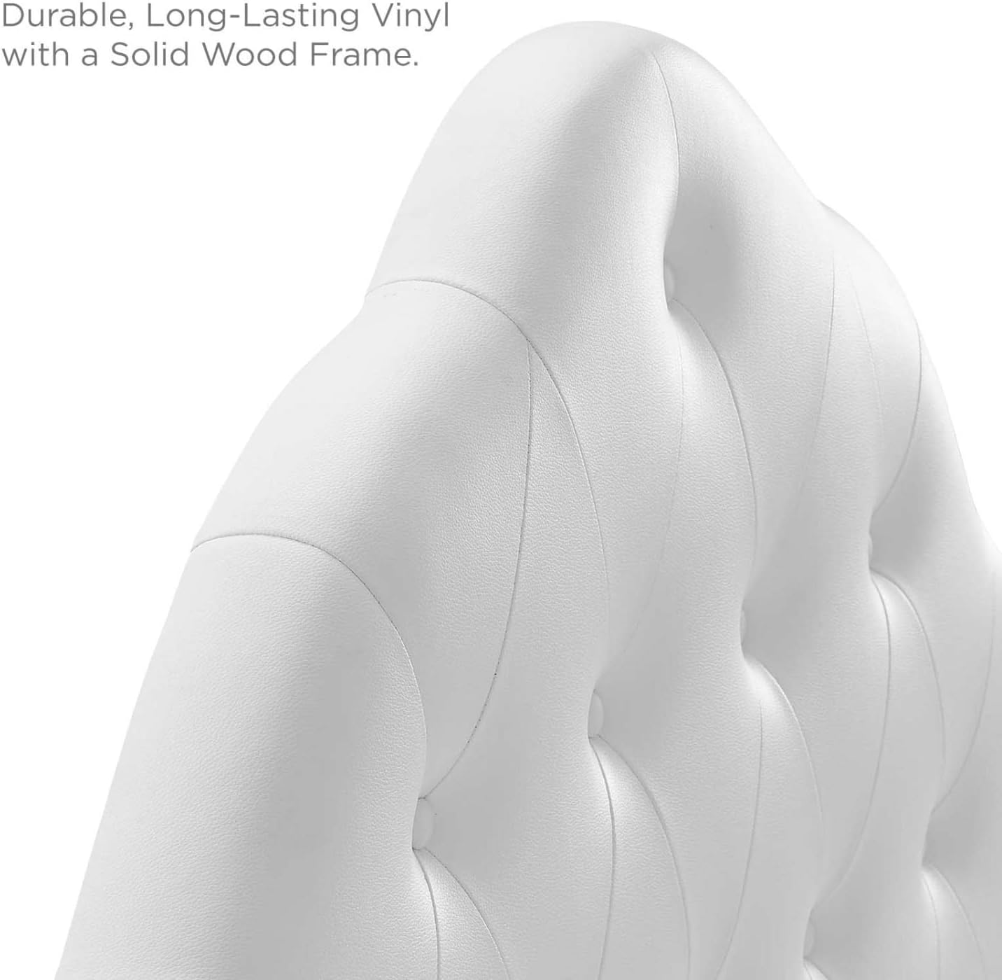 Modway Sovereign Tufted Button Faux Leather Upholstered Queen Headboard in White