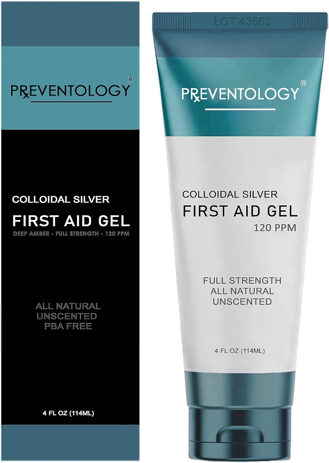 PREVENTOLOGY Colloidal Silver Gel - Full Strength Deep Amber 120 PPM for Maximum Efficacy - Use Topically as Required - pH Balanced – Unscented - 100% Natural - (4 oz)