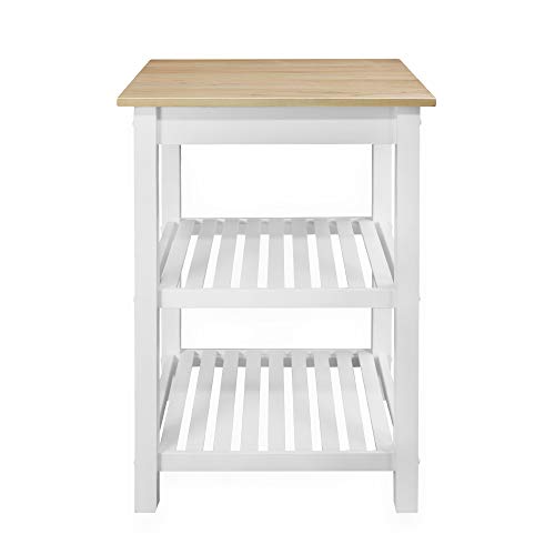 American Trails Sunrise American Kitchen Island, Natural Maple Top, White Base (New)