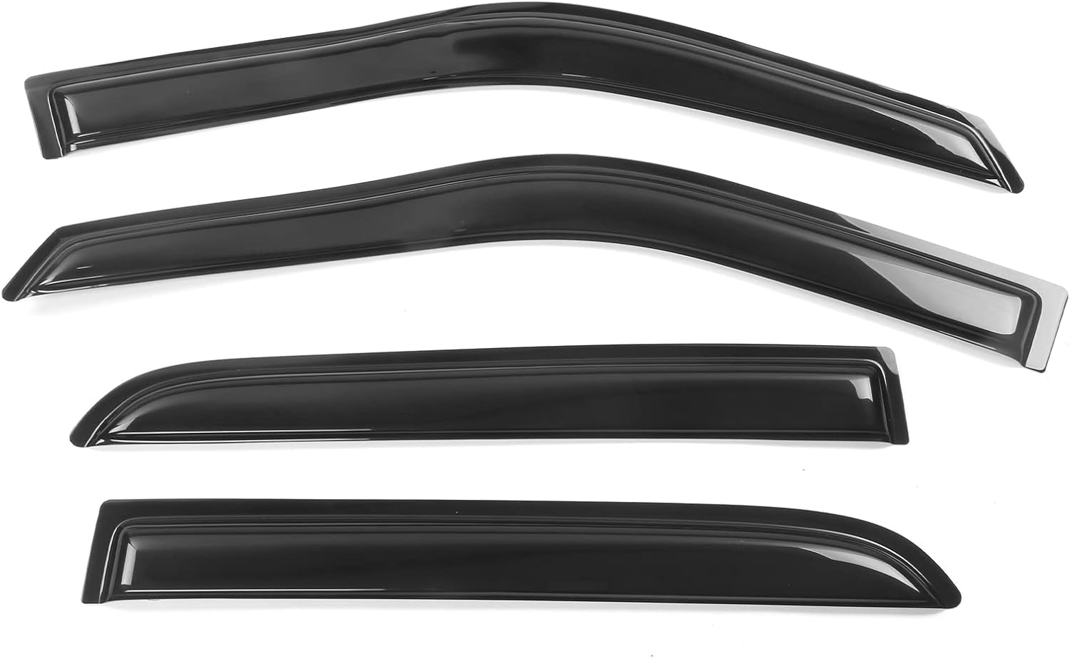 IKON MOTORSPORTS Tape On External Window Visor, Compatible with 2010-2018 Dodge Ram Mega Cab, 2009-2018 Ram 1500 Crew Cab, 2019-2023 Ram 1500 Classic Crew Cab, Tinted Acrylic Wind Air Deflector