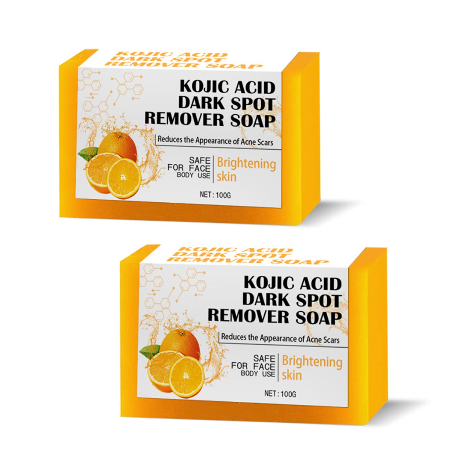 2PCS Kojic Acid Soap, Lemon Turmeric Kojic Acid Soap, Turmeric Kojic Acid Soap for Dark Spots, Orange Kojic Acid Soap,Dark Spots for Body
