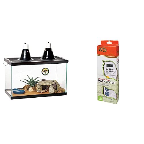 Zilla 10 Gallon Pet Reptile Starter Habitat Kit with Light and Heat for Small Desert Dwelling Animals