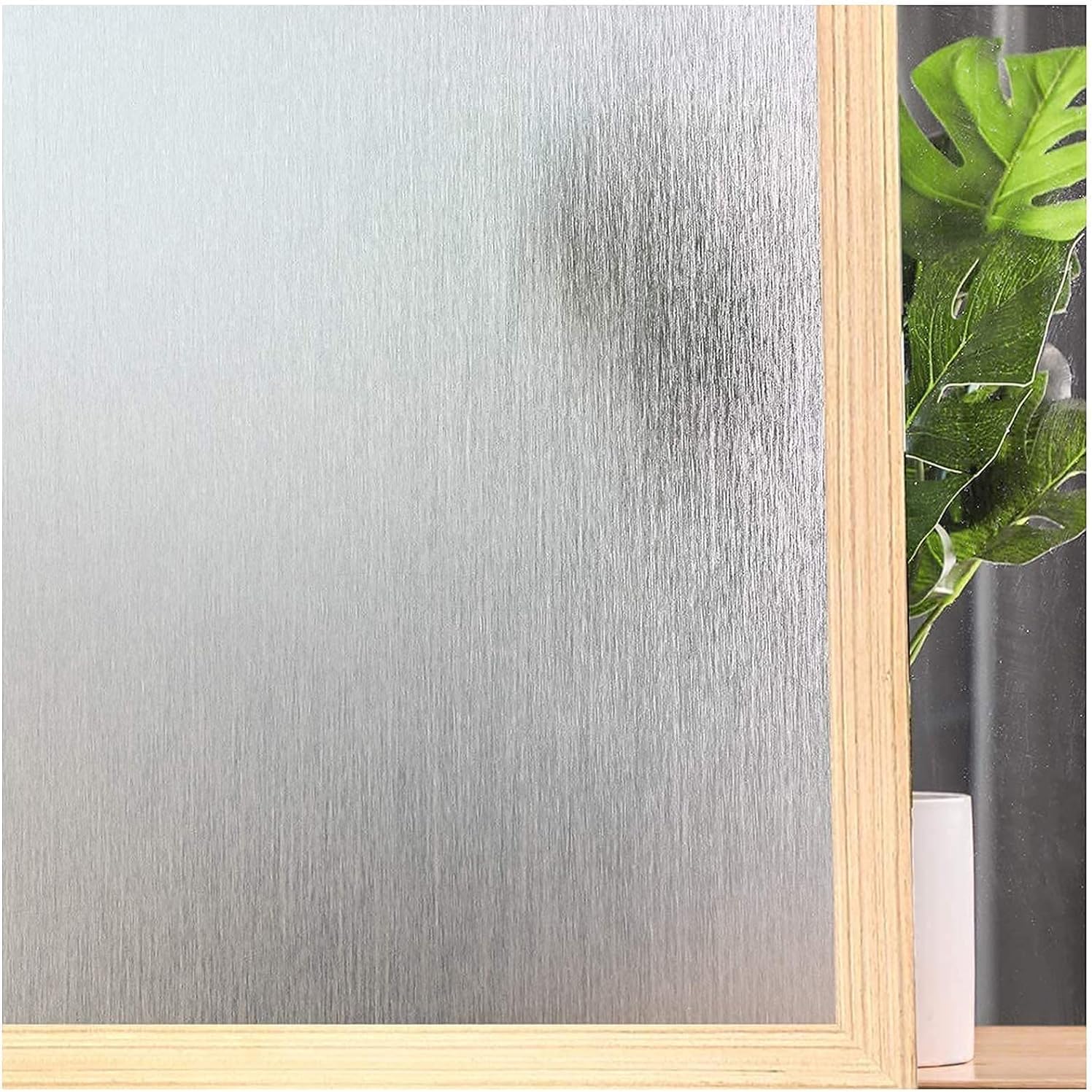 Coavas Window Privacy Film Frosted Glass Bathroom Privacy Film UV Blocking Heat Control Static Cling No Glue Removable Decorative Window Clings for Glass Door Home Office (Silver 17.5 x 78.7 in)