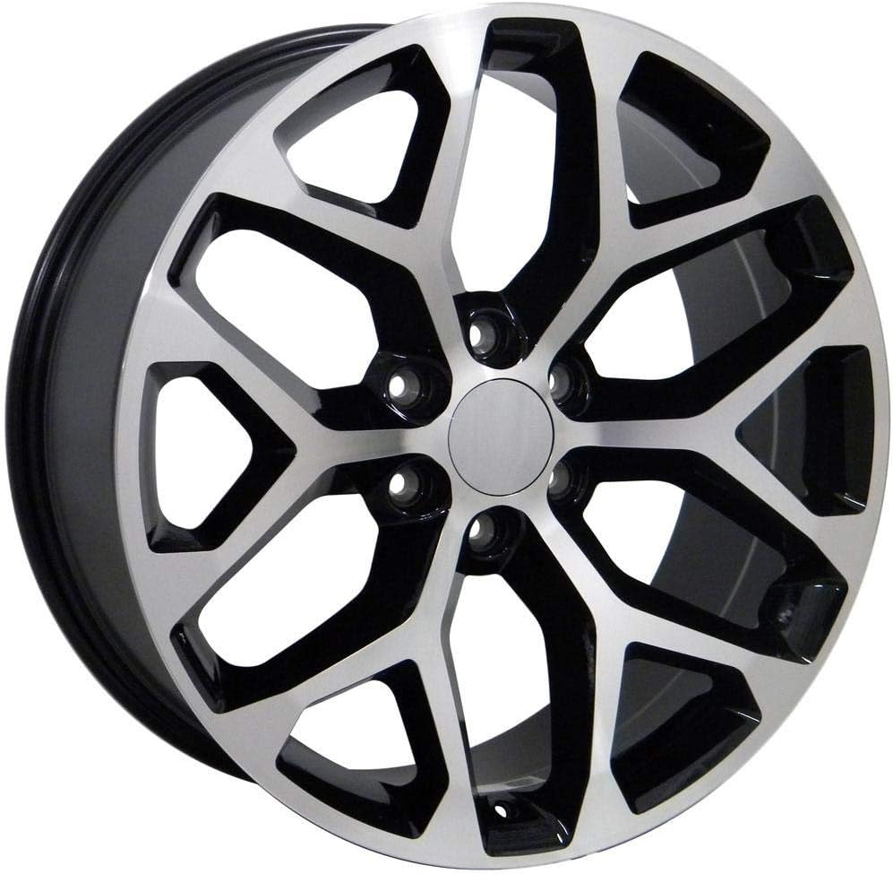 OE Wheels LLC 20 inch Rims Fits Silverado Suburban Tahoe Sierra Yukon Escalade 6x139.7 CV98B 20x9 Black Machined SET