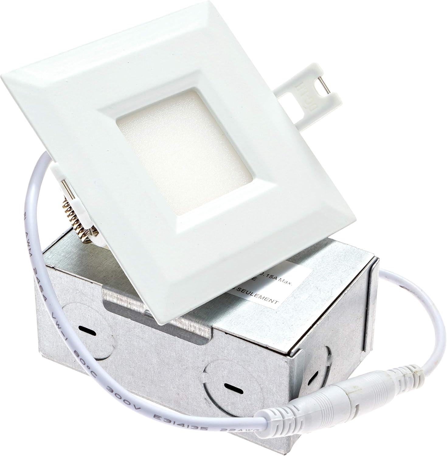 Goodlite 3 Inch Ultra Thin Square Slim Wafer Fixture, 400 Lumens 50 Watt Equal, Dimmable, Super White 5000k,