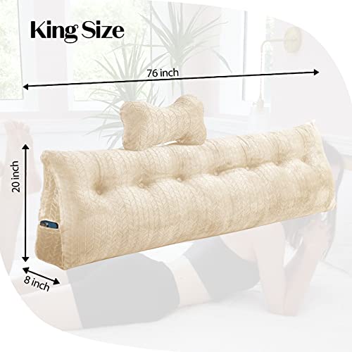 Large Bolster Triangular Headboard Pillow Large Reading Pillow Bed Wedge Pillow for Headboard Backrest Positioning Support Queen King with Removable Cover