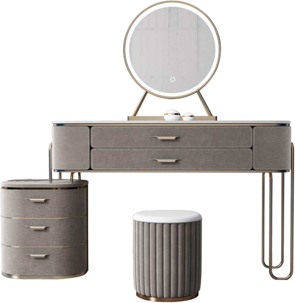 Vanity Table Set Dressing Table with Mirror Makeup Desk with Cushioned Stool Modern Dresser Vanity Table with Makeup