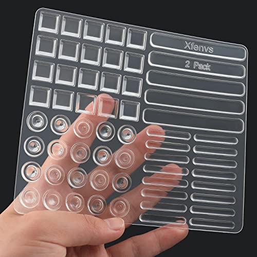 Cabinet Door Bumpers, 122 PCS Clear Soft Rubber Bumper Pads, Strong Self-Adhesive Cabinet Stoppers Multi-Shape Suitable for Different Furniture Sound Dampening Buffer Pads (2 Pack 4 Sizes, Clear)