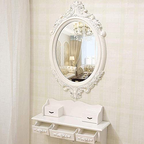 Luxury Dressing Vanity Table w/Stool for Bedroom, Wall-mounted Dressing Table with Makeup Mirror Makeup Stool Mini Bedroom Small Apartment(Gold)