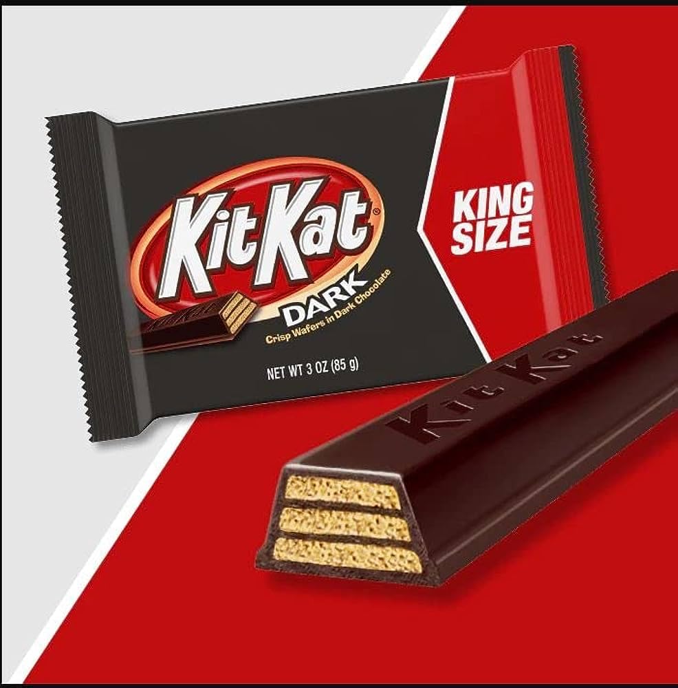 DarkKitKat Chocolate Valentine's Day Wafer Candy, KING SIZE (Pack of 8) 3 oz Individual Bars