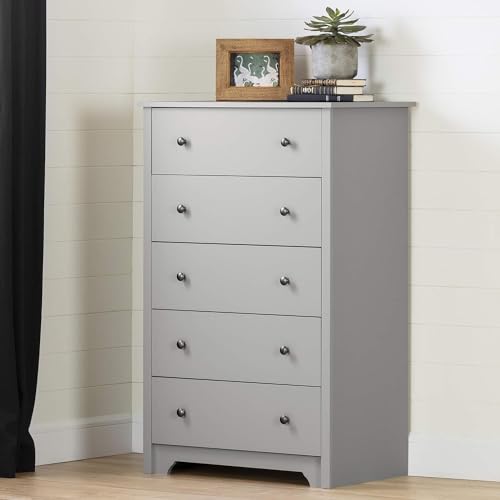 French Flair Contemporary Style Bedroom 5-Drawer Chest, Painted Finish in Pure Black with Storage Feature - 19.5